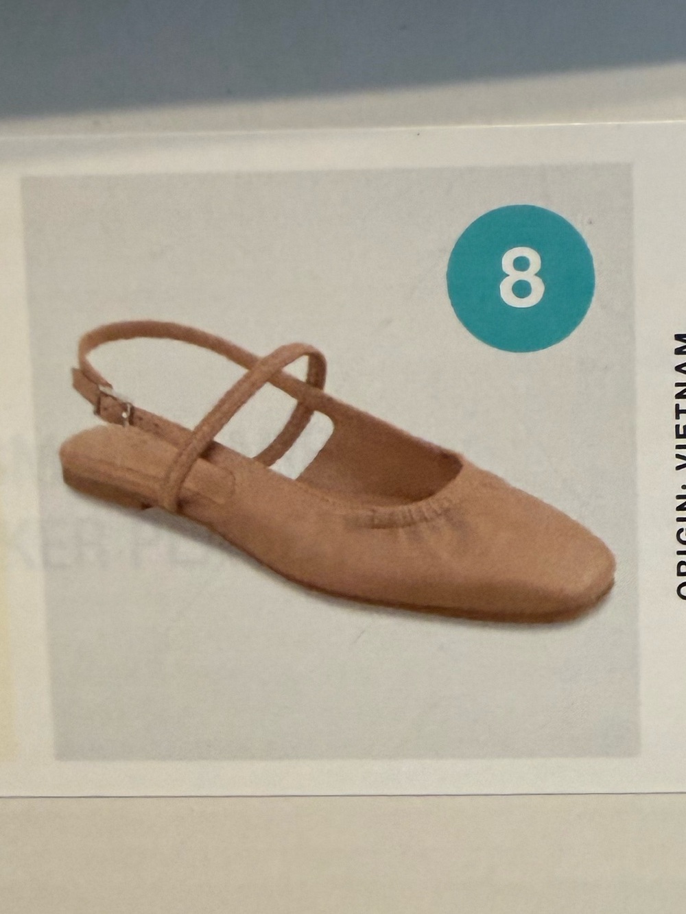 Women's Nude Slingback Flat Shoes - Classic Leather Look